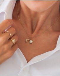 Elli Jewelry - Necklace Zirconia Moon 925 Sterling Silver Gold-Plated