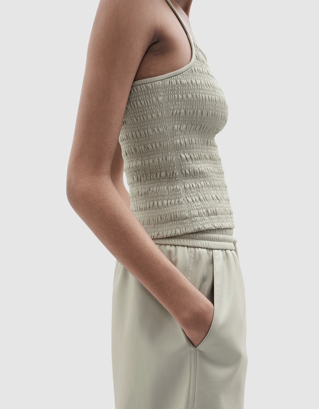 UNISON - Leather Look Shirred Top