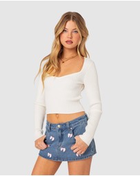 EDIKTED - Misty Scoop Neck Ribbed Top