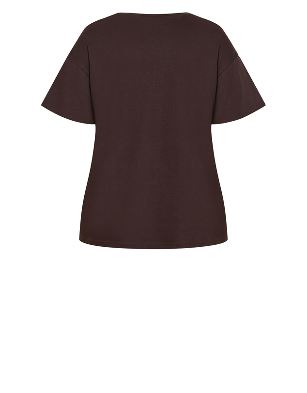 City Chic - Plus size Laid Back Cali Tee - espresso