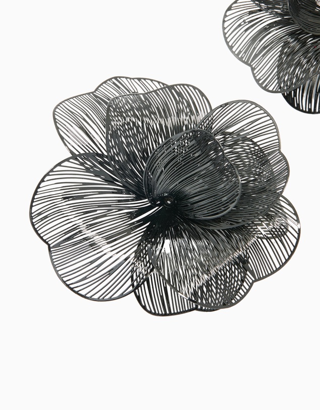 Lovisa - Black Coated Metal Laser Cut Full Flower Earrings