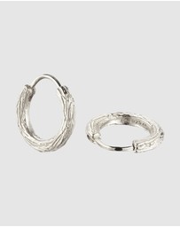 Kuzzoi - ICONIC EXCLUSIVE - Earrings Hoops Men Textured Design 925 Sterling Silver