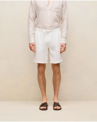 Trenery - Linen Patch Pocket Drawcord Short in White