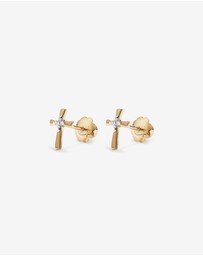 Michael Hill - Children's Cubic Zirconia Cross Stud Earrings in 10kt Yellow Gold