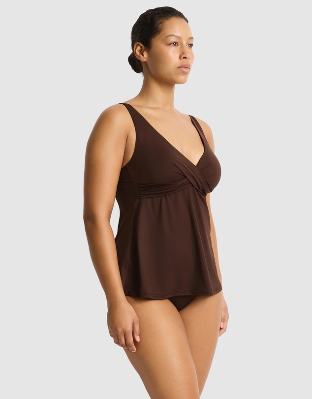 Sea Level Australia - Essentials Cross Front Swing Singlet Top Cocoa