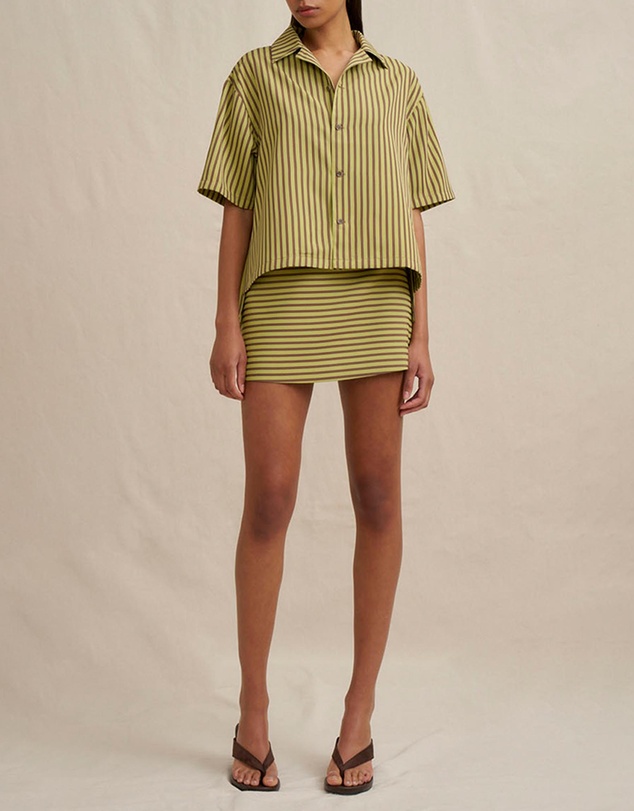 BY JOHNNY. - Pear Stripe Mini Skirt