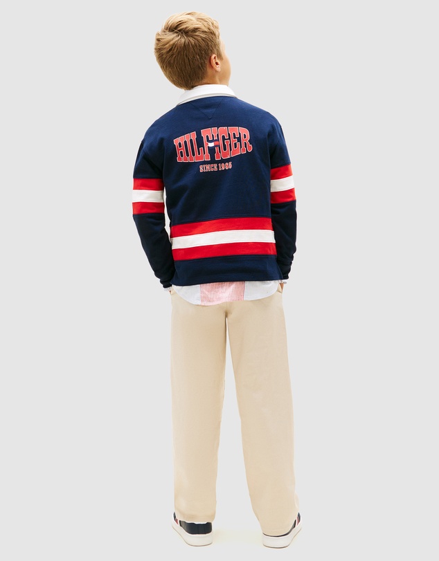 Tommy Hilfiger - Boys Back Graphic Long Sleeve Polo Shirt - Teens