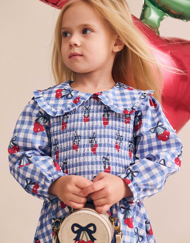 Huxbaby - Cherry Gingham Shirred Dress - Babies-Kids