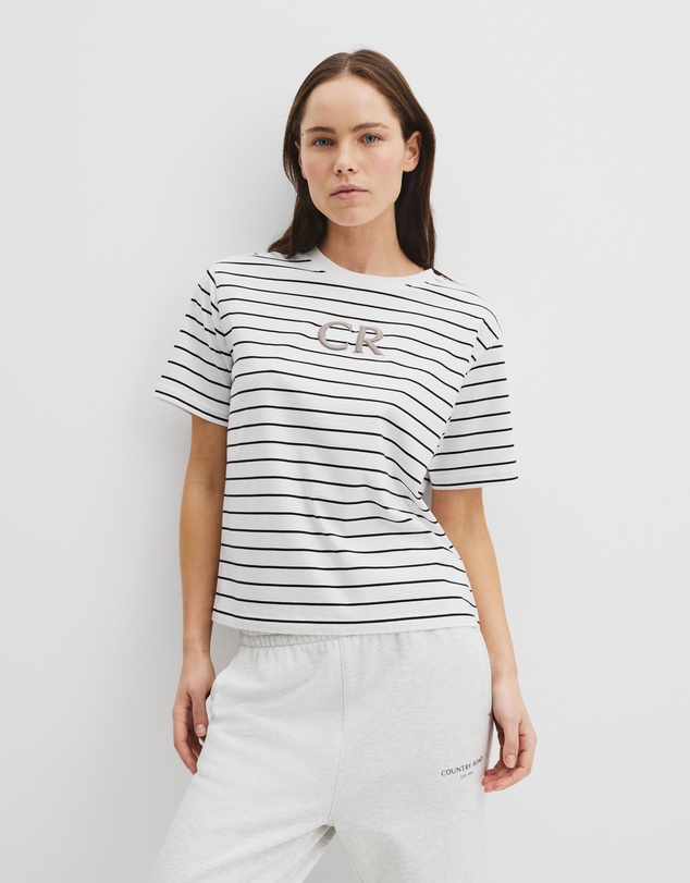 Country Road - Australian Cotton Cr Logo Stripe T-shirt