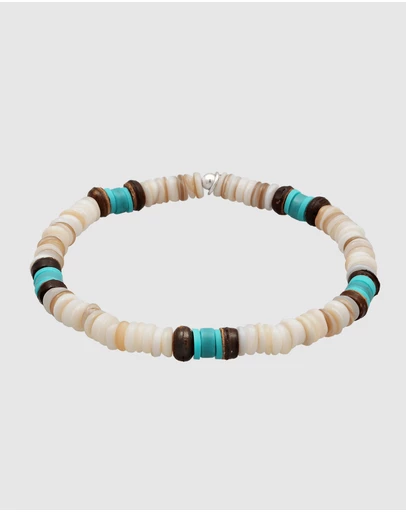 Kuzzoi - ICONIC EXCLUSIVE - Turquoise Howlite and Shell Bead Bracelet