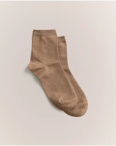 Trenery - Metallic Rib Crew Sock in Gold