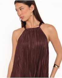 Petal & Pup - Melody Plisse Halter Maxi Dress - Brown