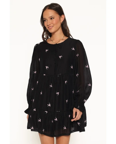 Petal & Pup - Immy Embroidered Mini Dress - Black Floral