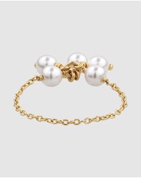 Elli Jewelry - Ring Pearl Flower Everyday 925 Sterling Silver Gold-Plated