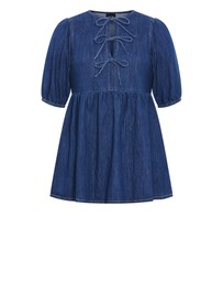 City Chic - Tie Mini Denim Dress