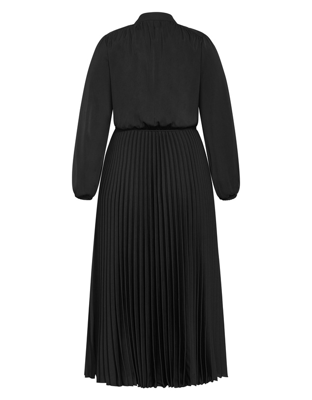 City Chic - Plus size Halle Long Sleeve Pleat Dress - black