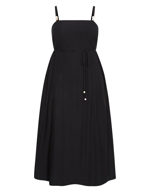 City Chic - Plus size Strappy Bead Maxi Dress - black