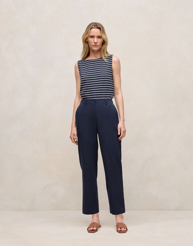 Trenery - Cotton Blend Straight Leg Pant in Night Sky