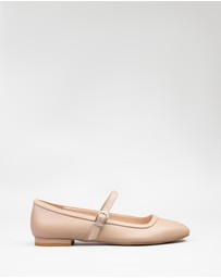 RAID - Finni ankle strap ballet pumps in nude