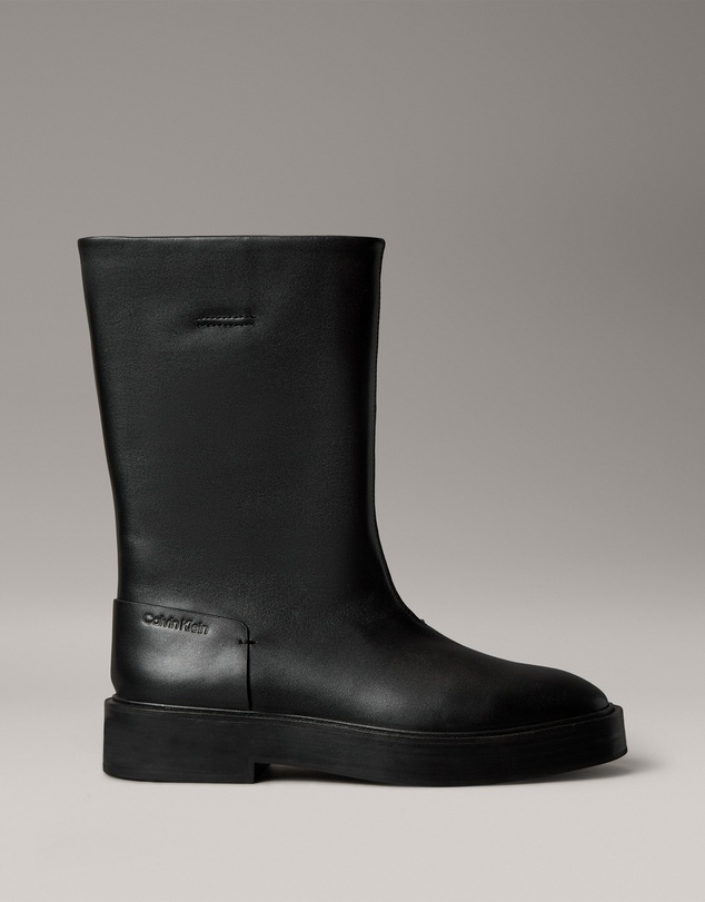 Calvin Klein - Leather Stacked Heel Boots