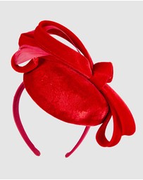 Max Alexander - Velvet Red Winter Pillbox Fascinator