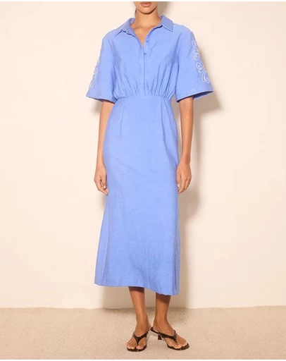 MON RENN - Zahra Embroidered Midi Dress