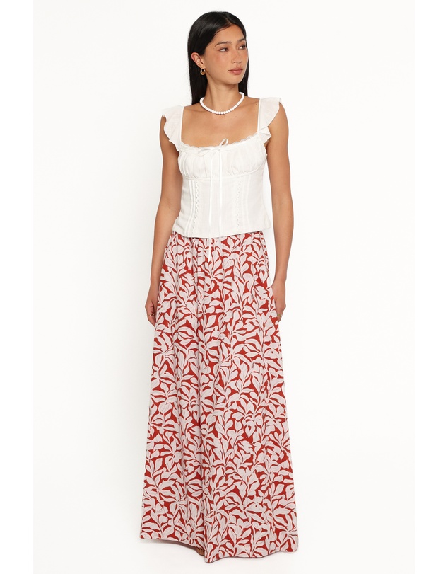 Petal & Pup - Ivie Maxi Skirt - Red Floral