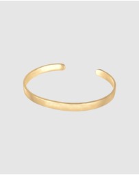 Kuzzoi - ICONIC EXCLUSIVE - Bracelet Mens Basic Bangle Matt in 925 Sterling Silver Gold Plated