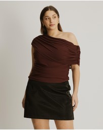 Atmos&Here Curvy - Winnie Off Shoulder Mesh Top