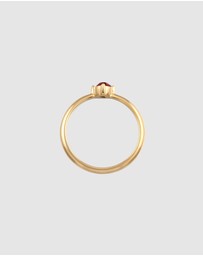 Elli Jewelry - Ring Solitaire Classic with Crystal Red-Pink in 925 Sterling Silver Gold Plated