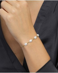 Elli Jewelry - Bracelet Pearl Wedding Charm 925 Sterling Silver Gold-Plated
