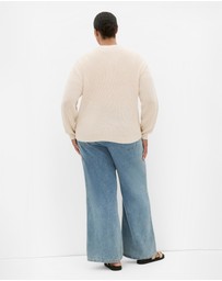 City Chic - Plus size Chloe True Knit Cardigan - cream melange