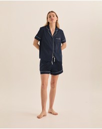 Gingerlilly - Sonia Navy Satin Short PJ Set