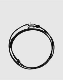 Nialaya Jewellery - Black Wrap-Around String Bracelet with Sterling Silver Lock