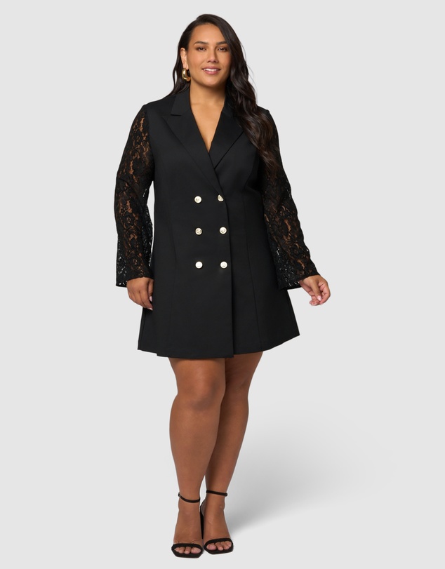 Pink Dusk by Curve Project - Envy Lace Tuxedo Mini Dress