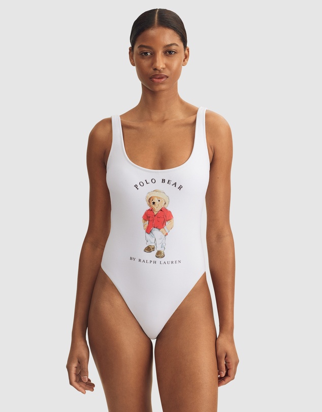 Polo Ralph Lauren - Terry Polo Bear Print High Leg Swimsuit