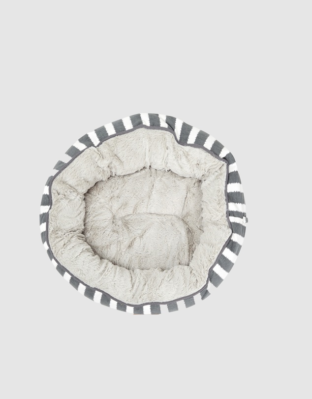 Mog & Bone - Reversible Cat Bed - Charcoal Hamptons Stripe Print