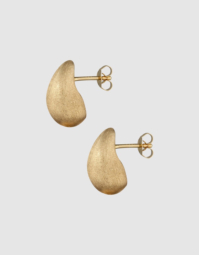 Elli Jewelry - Brushed Teardrop Stud Earrings in Gold-Plated 925 Silver