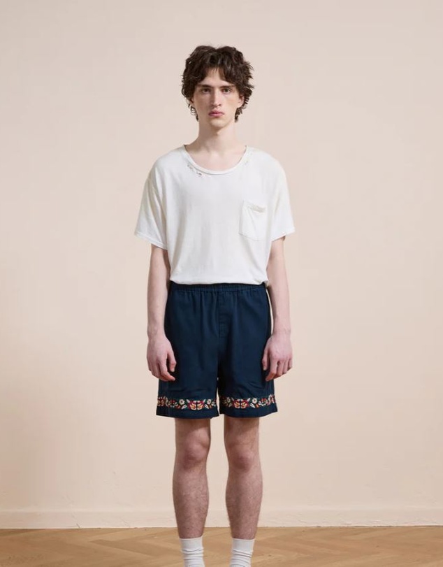 Found - Embroidery Twill Floral Shorts