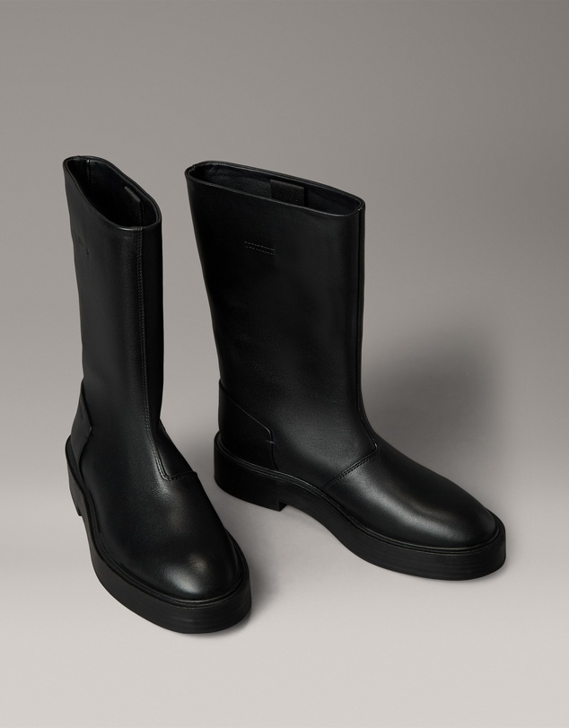 Calvin Klein - Leather Stacked Heel Boots
