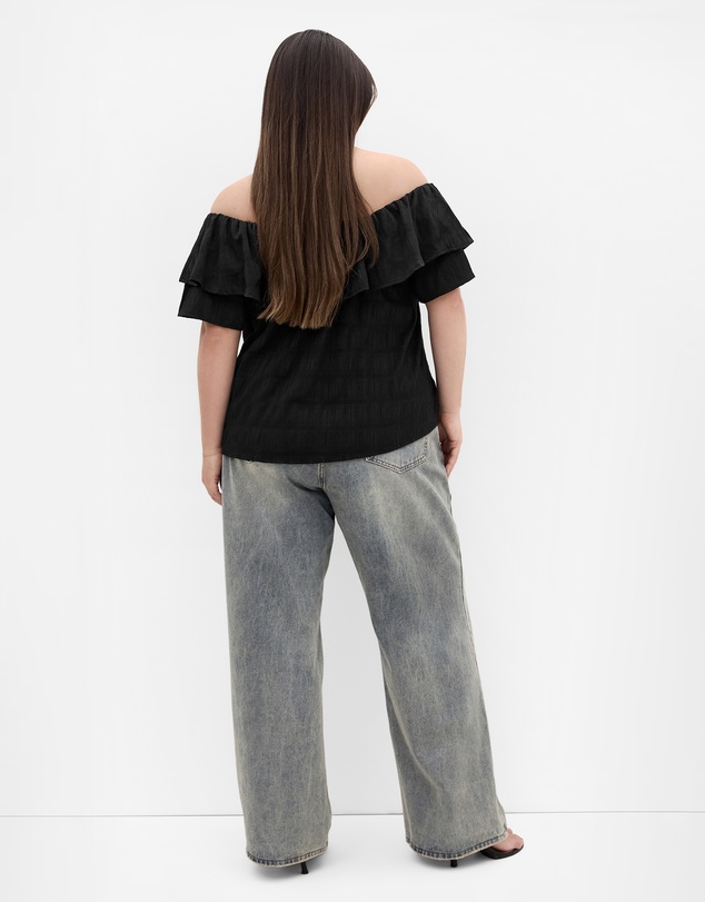 City Chic - Plus size Christy Off Shoulder Top - black