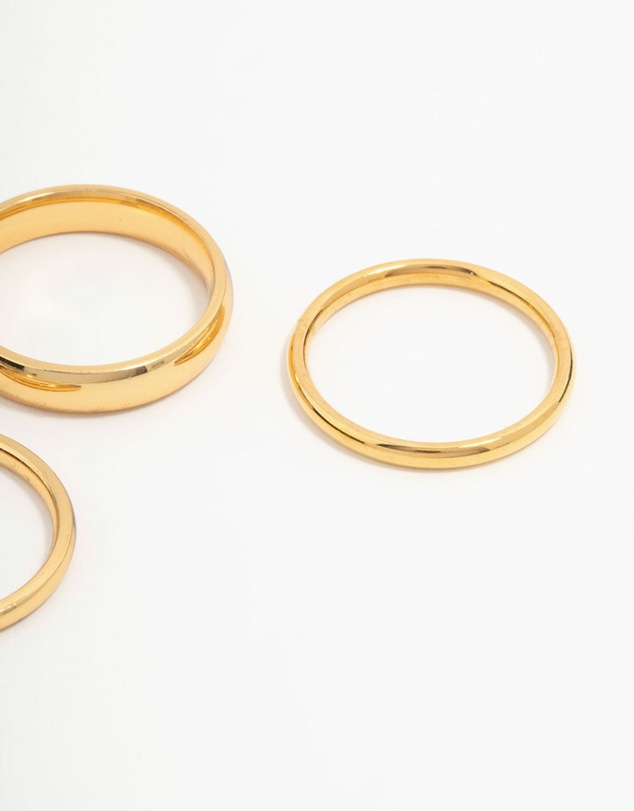 Lovisa - Waterproof Gold Plated Stainless Steel Fanned Stacking Rings 3-Pack