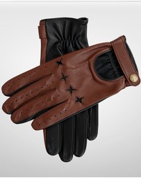DENTS - Suited Racer Touchscreen Leather Driving Gloves w/ Wristwatch Cut-Out
