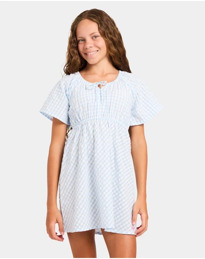 Roxy - Girls 8 to 16 Coastal Check Mini Dress