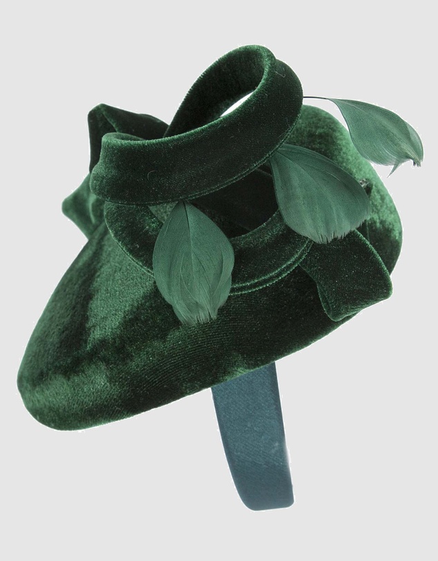 Max Alexander - Velvet Green Winter Pillbox Fascinator