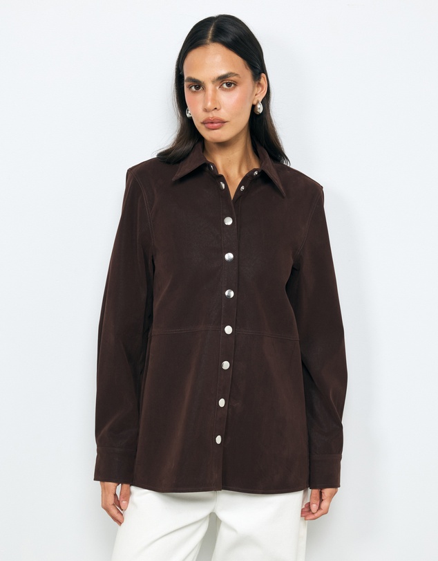 AERE - Suede-Look Panel Shirt