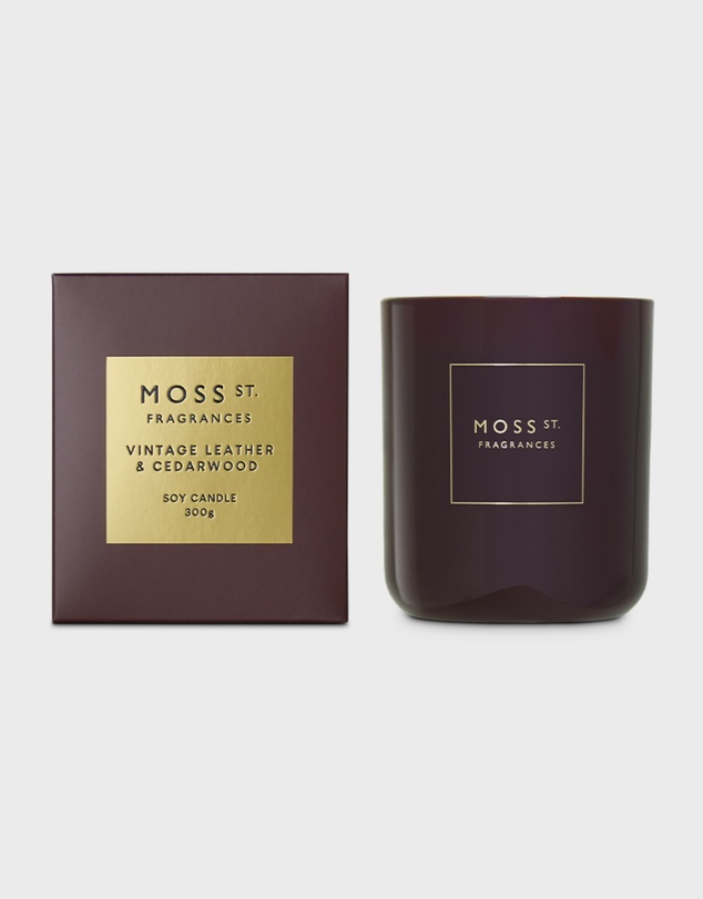 Moss St Fragrances - Vintage Leather & Cedarwood Soy Candle 300g