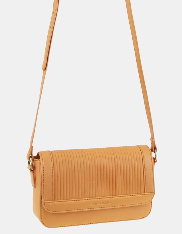 Pierre Cardin - Pierre Cardin Leather Pleated Design Crossbody Bag