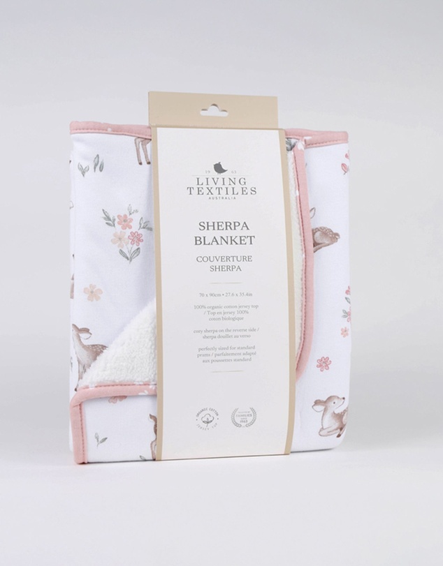 Living Textiles - Jersey Sherpa Blanket - Fawn Fables
