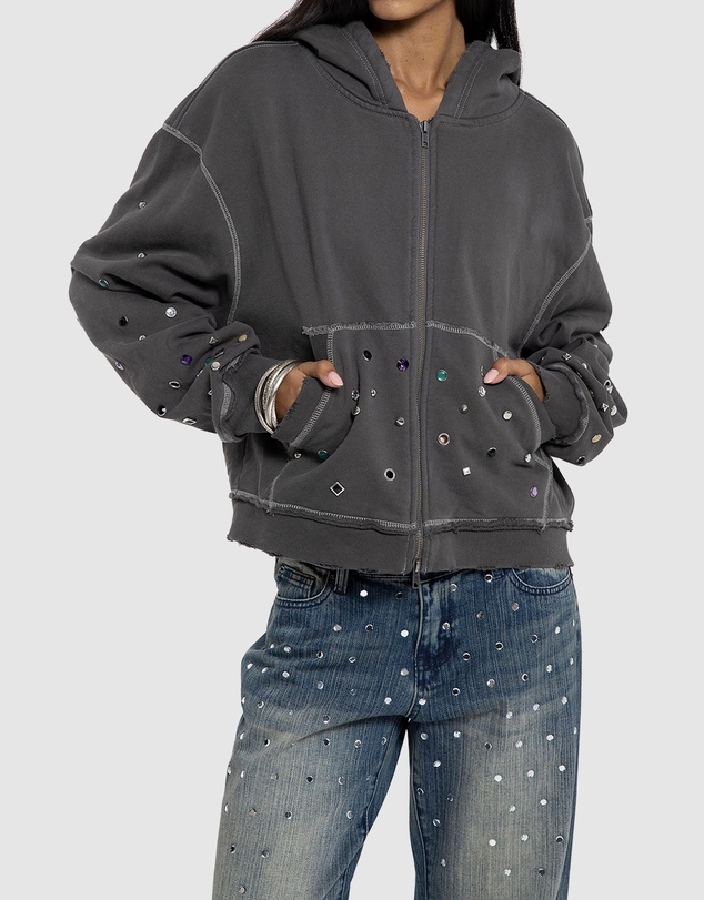 Jaded London - Rhinestone Embellished Oversized Hoodie
